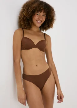 Lingerie> Dark Nude Microfibre Brazilian Knickers Brown