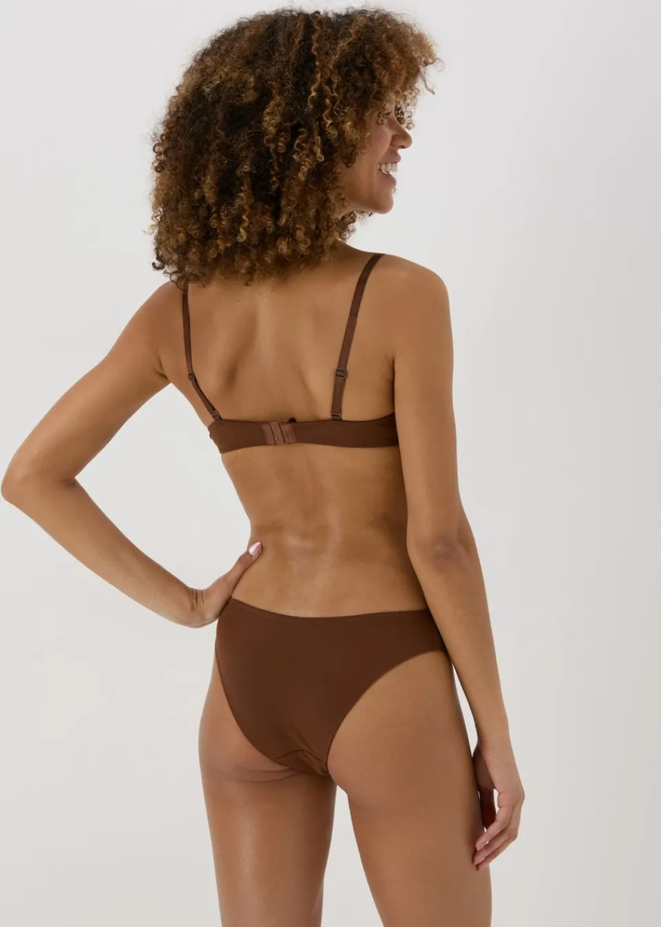 Lingerie> Dark Nude Microfibre Brazilian Knickers Brown