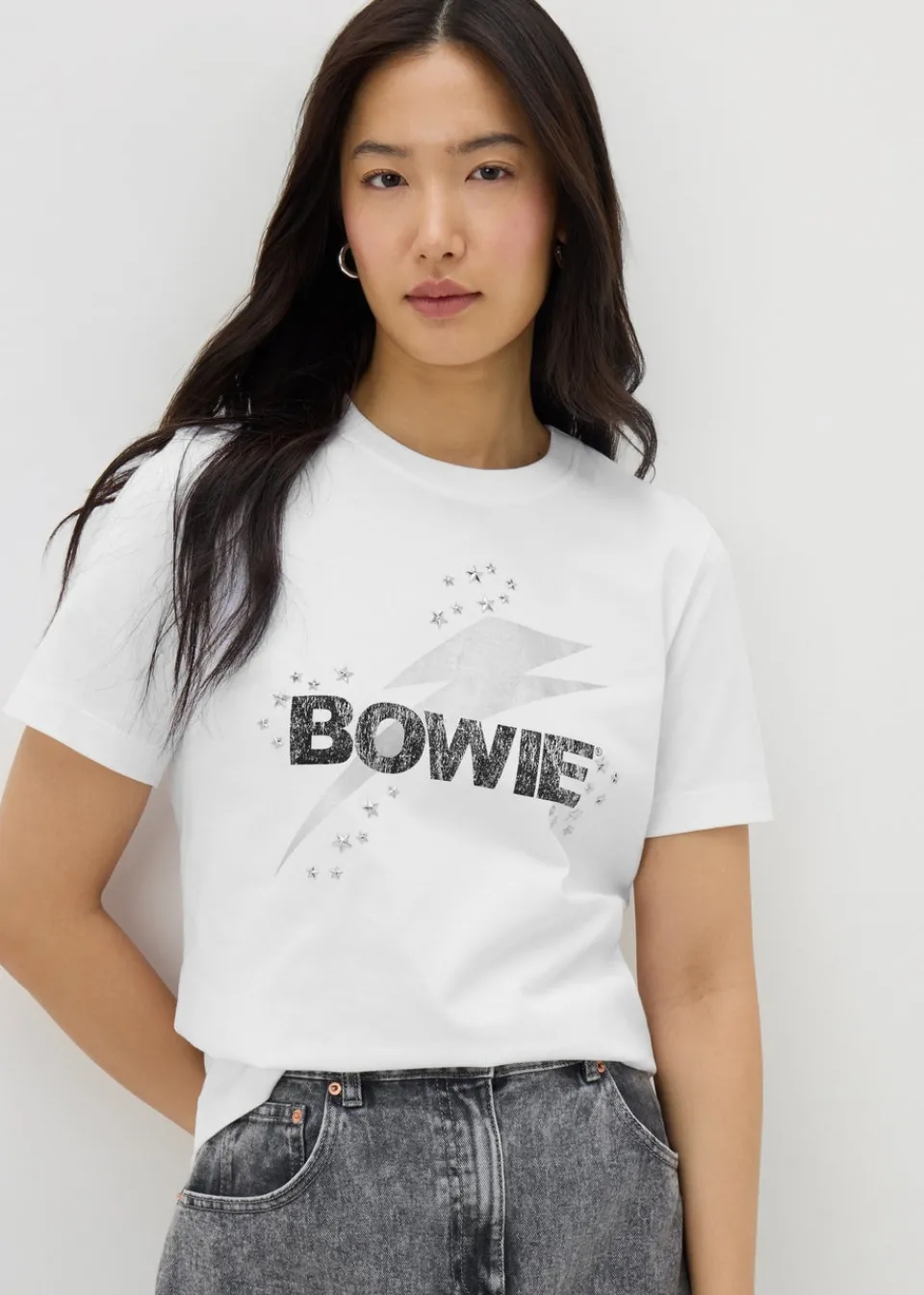 T-Shirts>David Bowie White Bowie Lightening Bolt T-Shirt