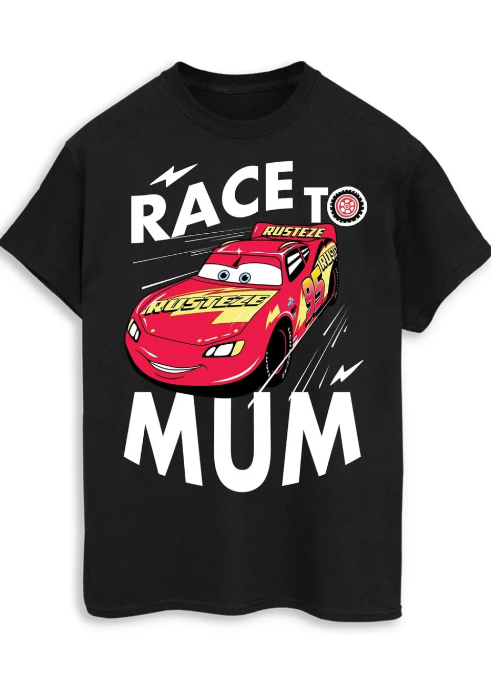 T-Shirts>Disney Cars Race To Mum Black Boyfriend Fit T-Shirt
