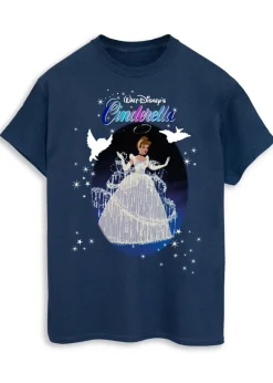 T-Shirts>Disney Cinderella Sparkle Navy Boyfriend Fit T-Shirt