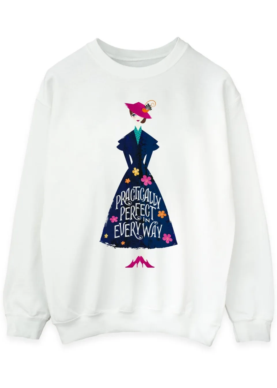 Tops>Disney Mary Poppins Practically Perfect White Printed Sweatshirt
