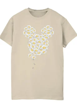 T-Shirts>Disney Mickey Mouse Chamomile Head Sand Printed Boyfriend Fit T-Shirt