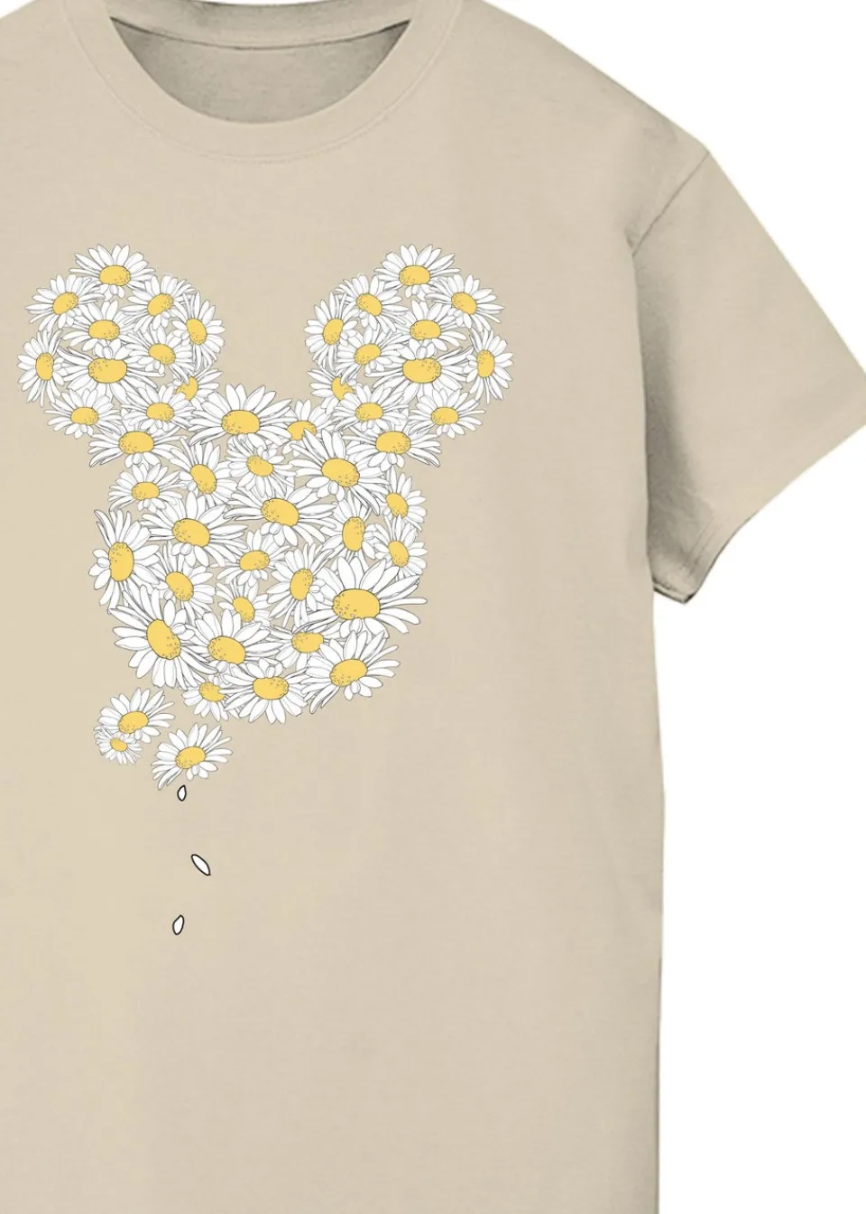 T-Shirts>Disney Mickey Mouse Chamomile Head Sand Printed Boyfriend Fit T-Shirt