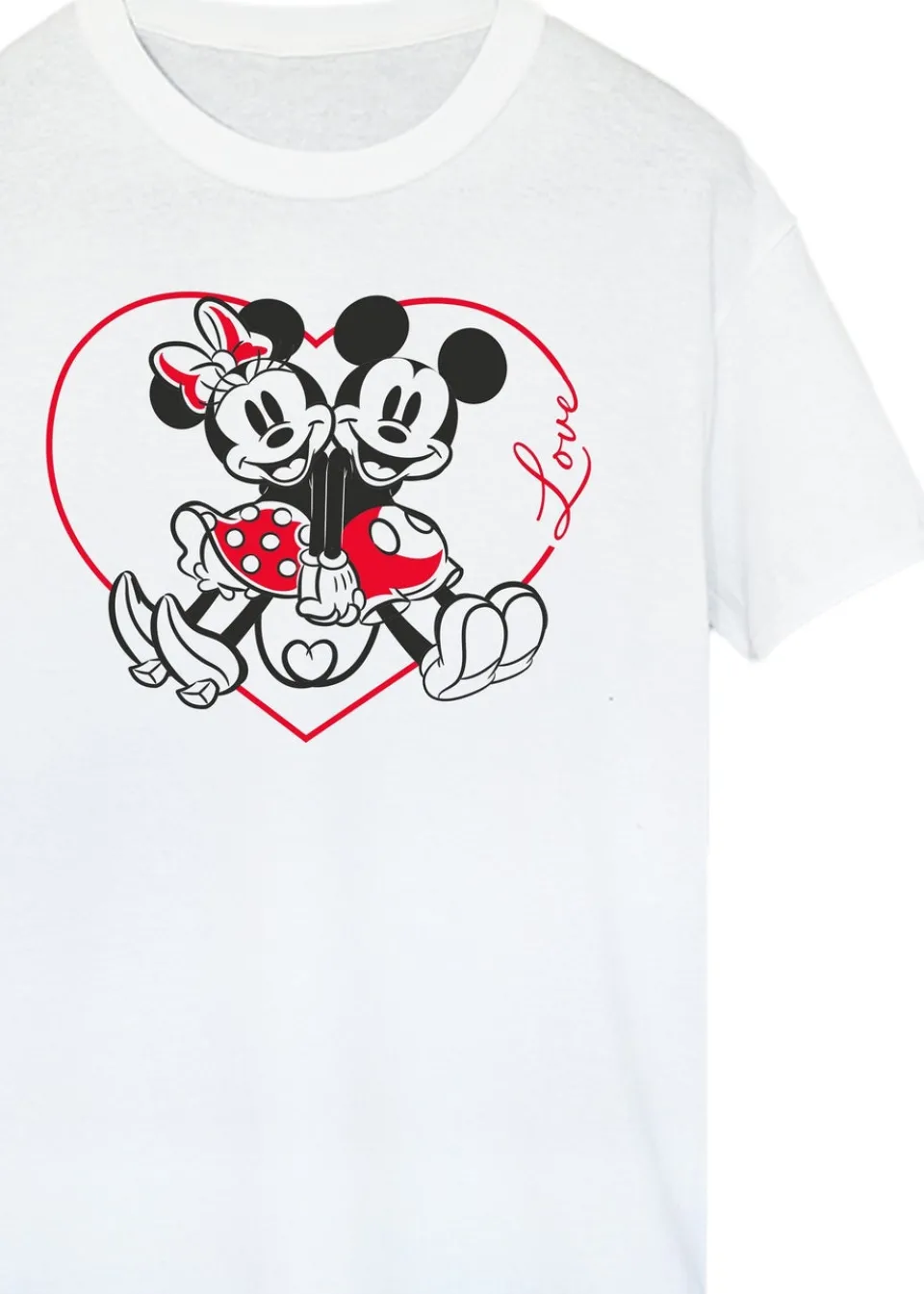 T-Shirts>Disney Mickey Mouse Heart White Boyfriend Fit T-Shirt