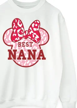 Loungewear>Disney Minnie Mouse Best Nana Leopard White Sweatshirt