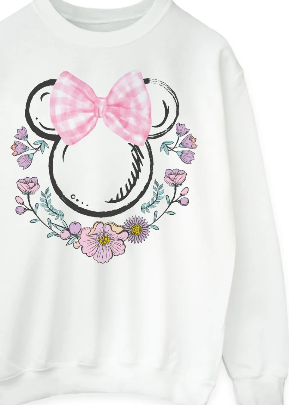 Loungewear>Disney Minnie Mouse Flowers Logo White Sweatshirt