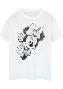 T-Shirts>Disney Minnie Mouse Sketch White Boyfriend Fit T Shirt