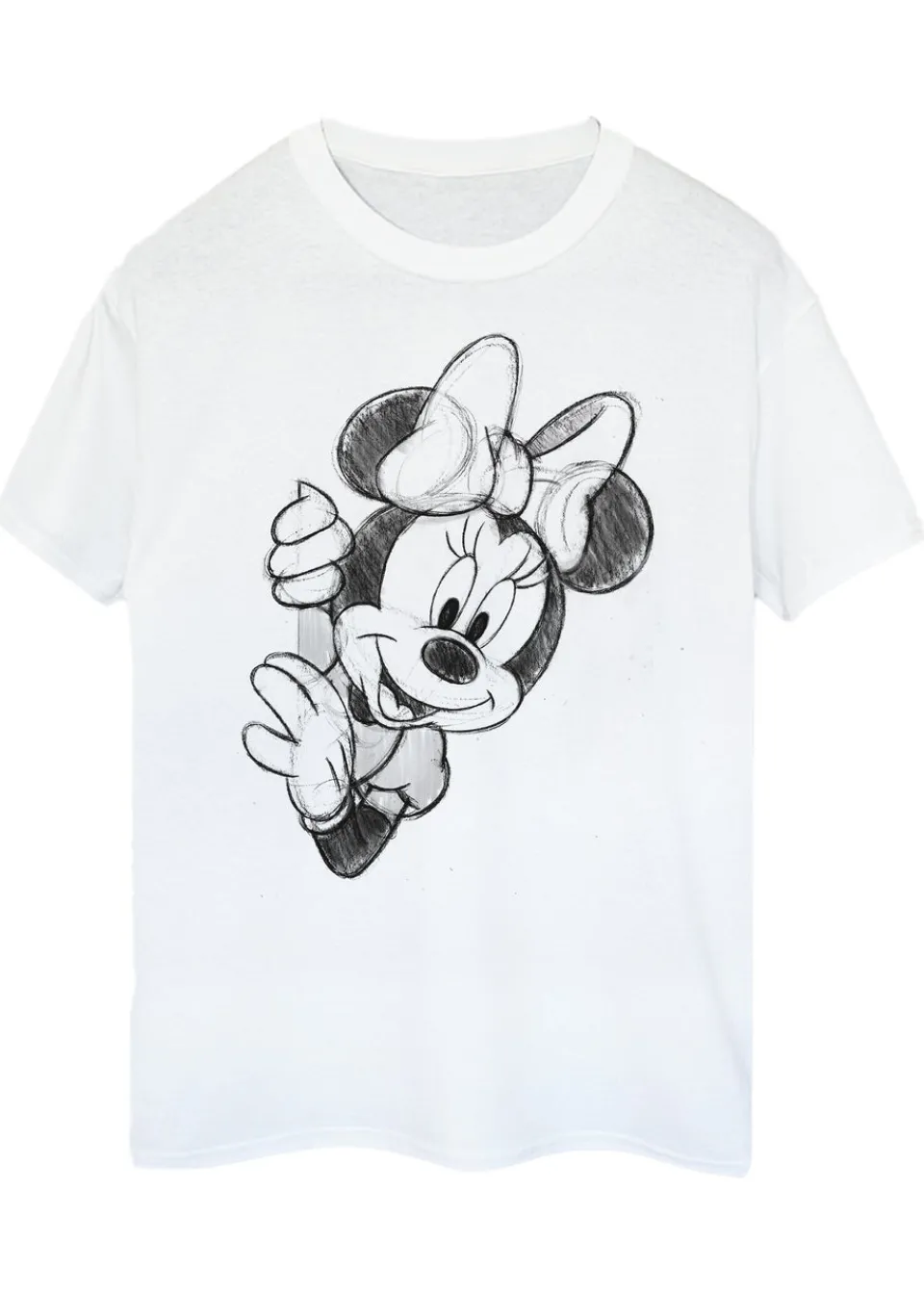T-Shirts>Disney Minnie Mouse Sketch White Boyfriend Fit T Shirt
