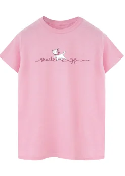 T-Shirts>Disney Pink The Aristocats Marie Ribbon Boyfriend Fit T-Shirt