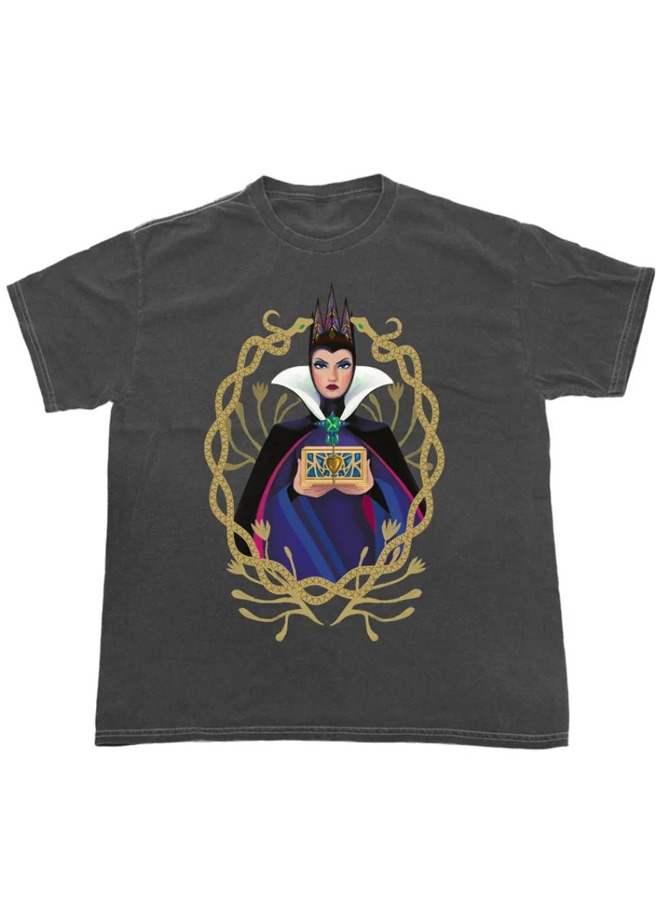 T-Shirts>Disney Snow White Evil Queen Charcoal Washed Boyfriend Fit T-Shirt