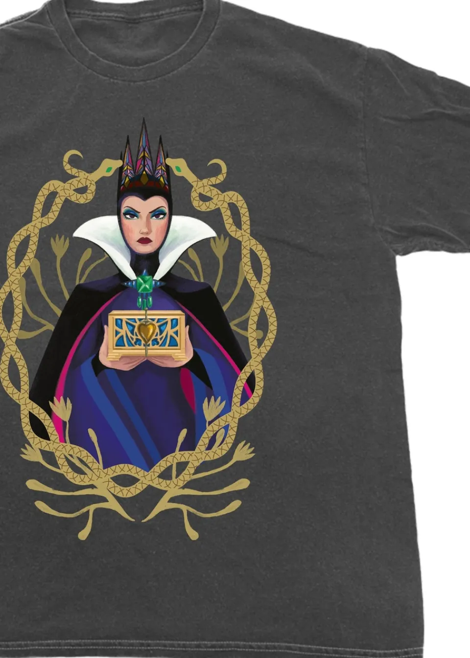 T-Shirts>Disney Snow White Evil Queen Charcoal Washed Boyfriend Fit T-Shirt