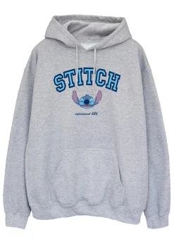 Tops>Disney Stitch Collegial Women Heather Grey Printed Hoodie