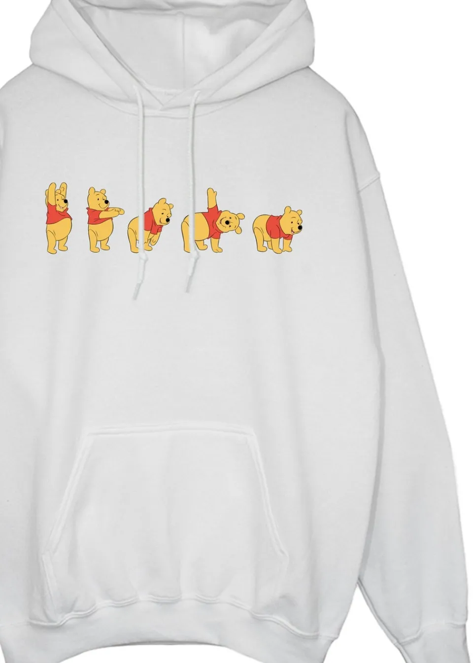 Tops>Disney Winnie The Pooh Stretching White Printed Hoodie