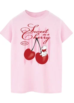 T-Shirts>Disney Winnie The Pooh Sweet As Cherry Light Pink Boyfriend Fit Graphic T-Shirt
