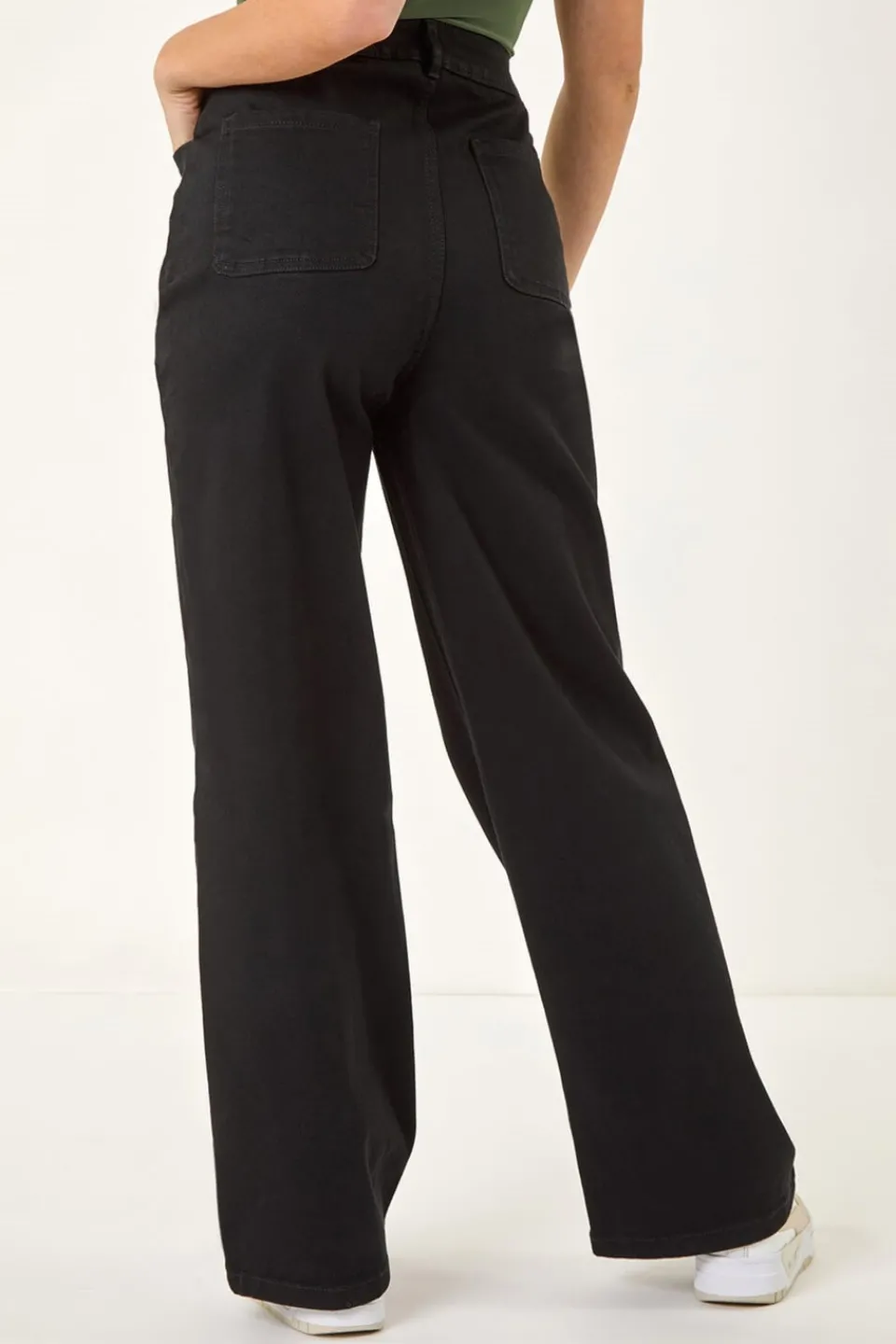 Jeans & Jeggings>Roman Dusk Black Dusk Denim Stretch Wide Leg Jeans