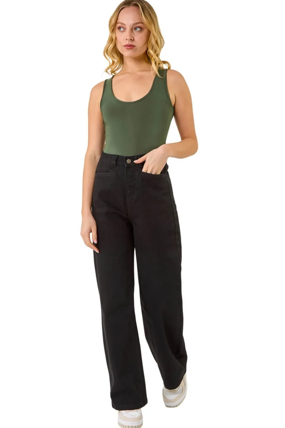 Jeans & Jeggings>Roman Dusk Black Dusk Denim Stretch Wide Leg Jeans