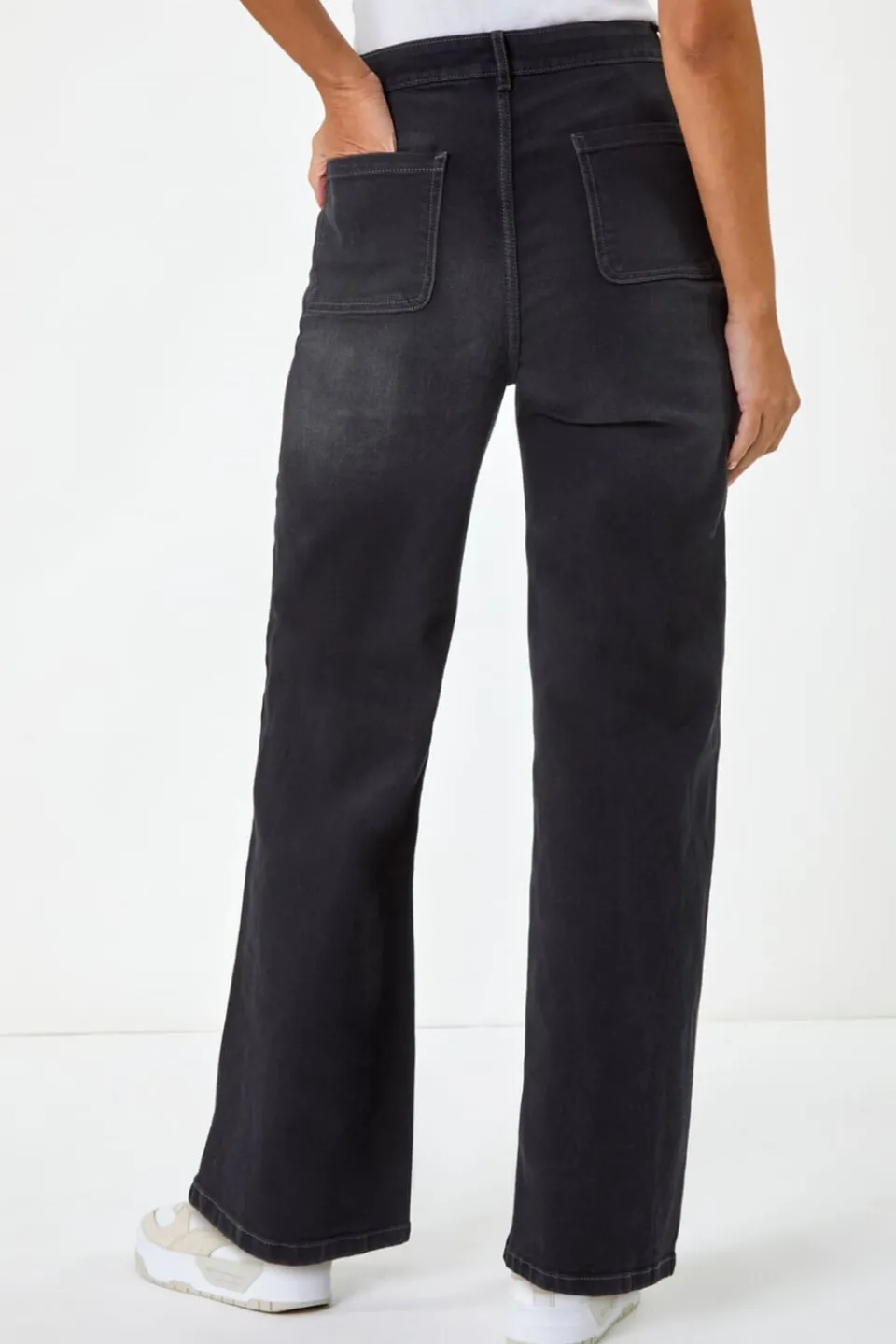 Jeans & Jeggings>Roman Dusk Charcoal Dusk Denim Wide Leg Stretch Jeans