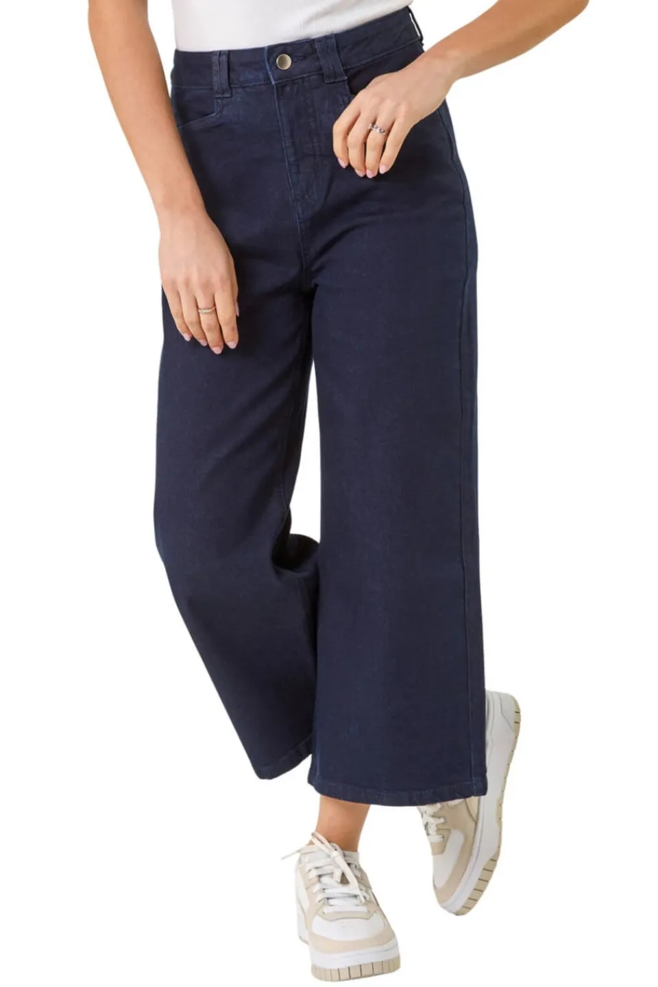 Jeans & Jeggings>Roman Dusk Indigo Dusk Denim Pocket Detail Wide Leg Culotte