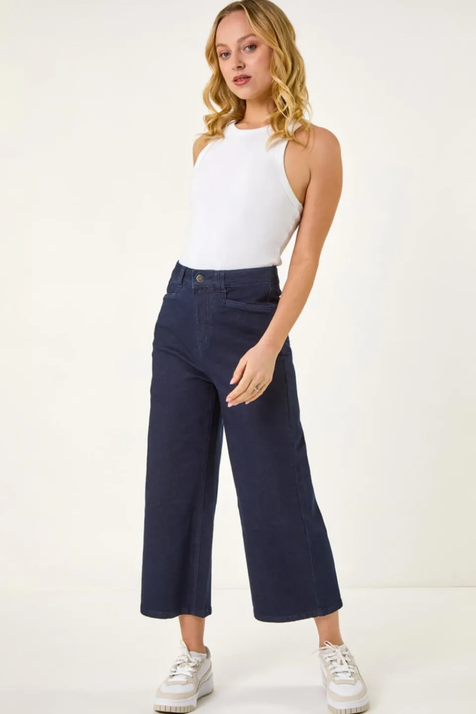 Jeans & Jeggings>Roman Dusk Indigo Dusk Denim Pocket Detail Wide Leg Culotte