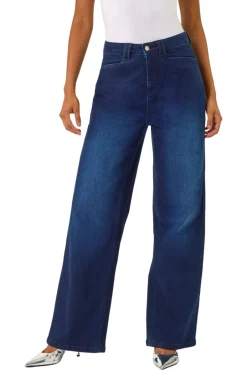 Jeans & Jeggings>Roman Dusk Indigo Dusk Denim Stretch Wide Leg Jeans