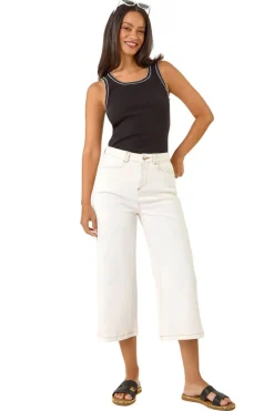 Trousers>Roman Dusk Ivory Dusk High Waist Pocket Detail Culottes