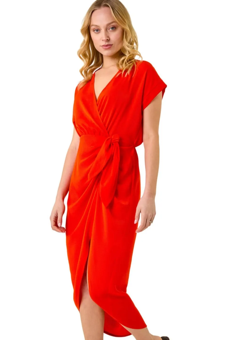 Dresses>Roman Dusk Orange Dusk Tie Detail Wrap Dress