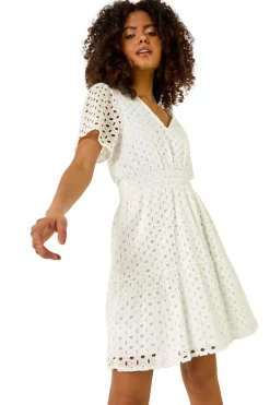 Dresses>Roman Dusk White Dusk Broderie Anglaise Tiered Dress