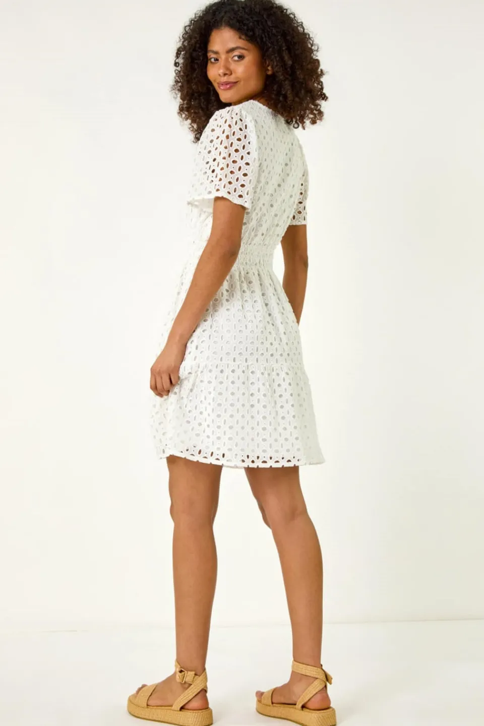 Dresses>Roman Dusk White Dusk Broderie Anglaise Tiered Dress