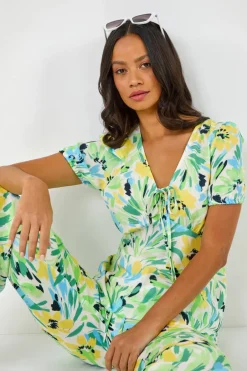 T-Shirts>Roman Dusk White Dusk Floral Motif Tie Top