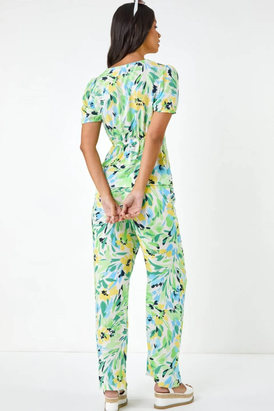 T-Shirts>Roman Dusk White Dusk Floral Motif Tie Top