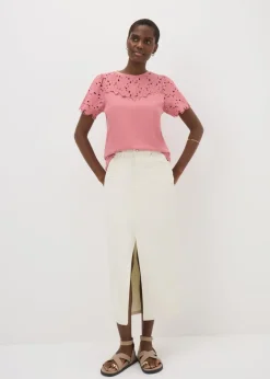T-Shirts>Papaya Dusty Pink Floral Lace T-Shirt DustyPink
