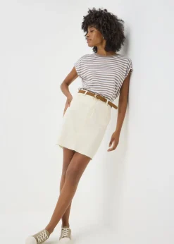 Skirts>Papaya Ecru Denim Mini Skirt