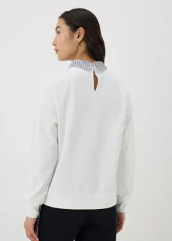 Tops>Papaya Ecru St Germain Collared Sweatshirt