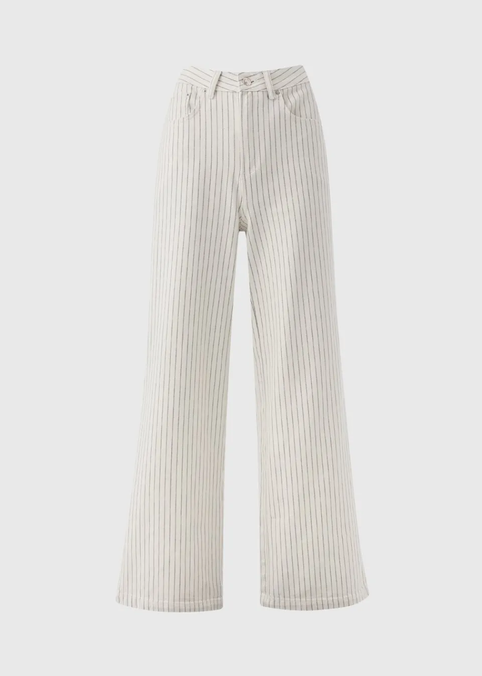 Jeans & Jeggings>Papaya Denim Ecru Stripe Wide Leg Jeans