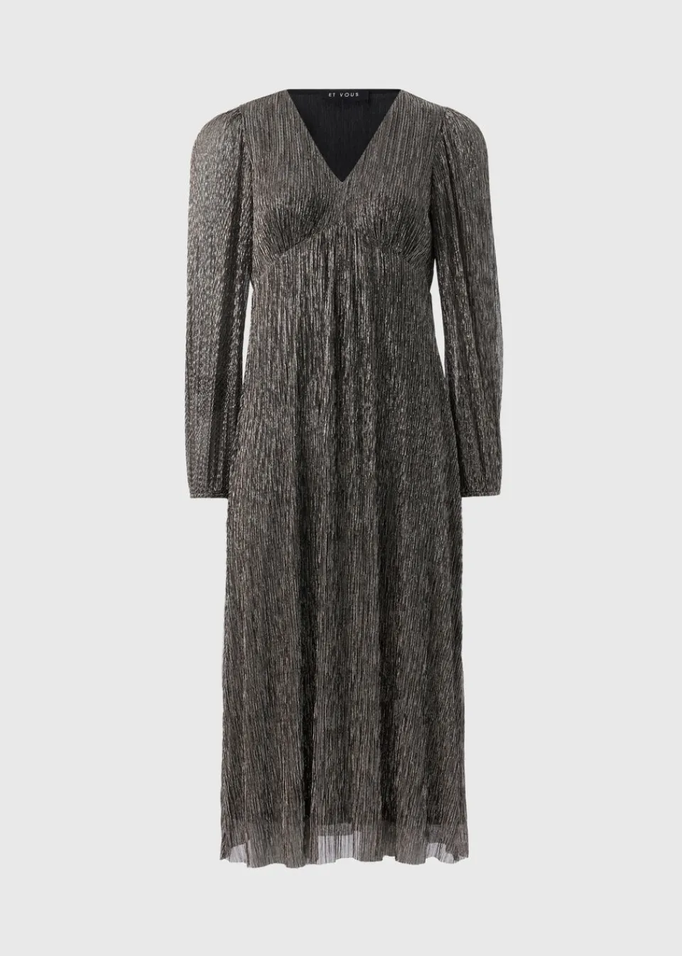 Dresses>Et Vous Black & Gold Lurex Midi Dress