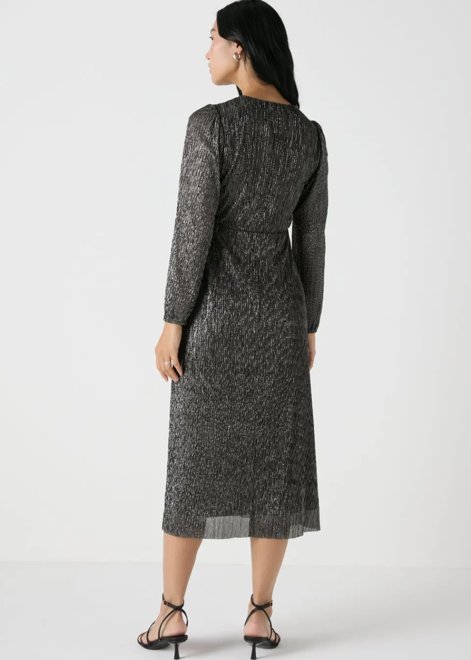 Dresses>Et Vous Black & Gold Lurex Midi Dress