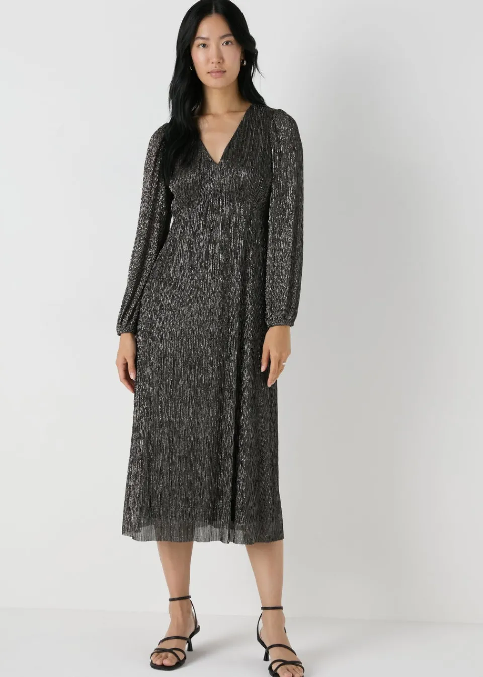 Dresses>Et Vous Black & Gold Lurex Midi Dress