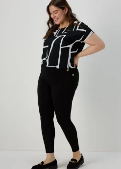 Loungewear>Et Vous Black Button Leggings