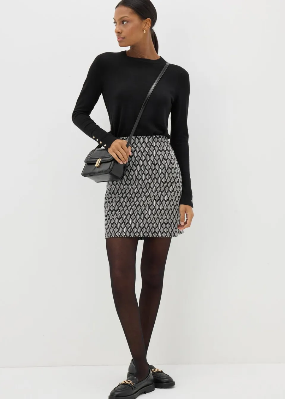 Skirts>Et Vous Black Diamond Ponte Mini Skirt