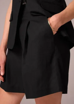 Shorts>Et Vous Black Linen Blend Tailored Shorts