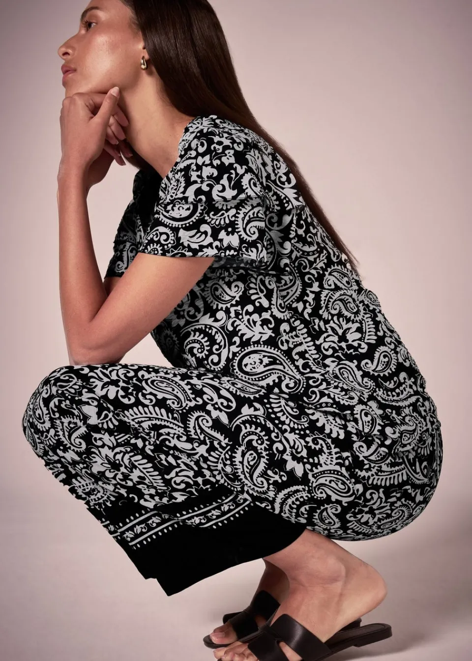 Trousers>Et Vous Black Paisley Co Ord Trousers