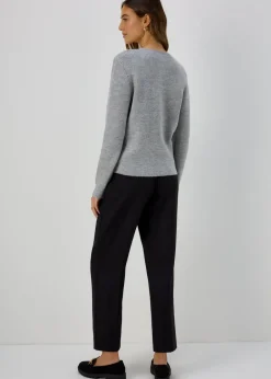 Trousers>Et Vous Black Pleat Front Snaffle Trousers