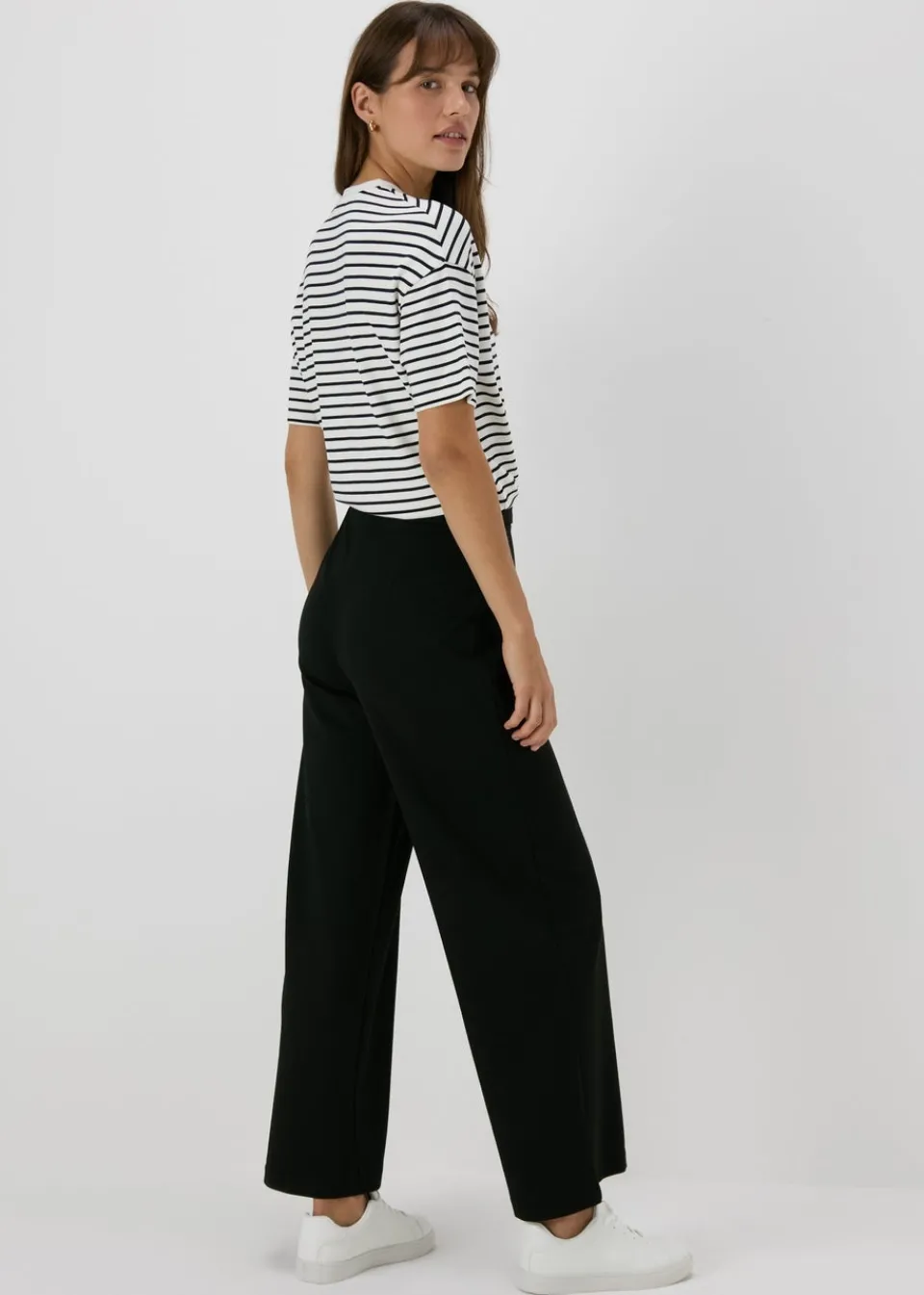 Trousers>Et Vous Black Ponte Wide Leg Trousers