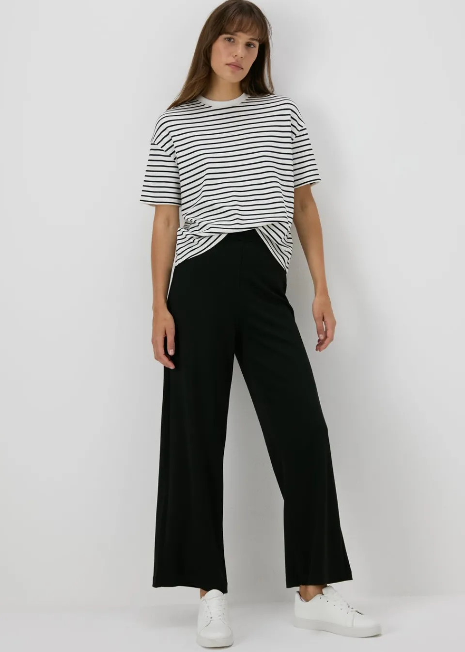 Trousers>Et Vous Black Ponte Wide Leg Trousers