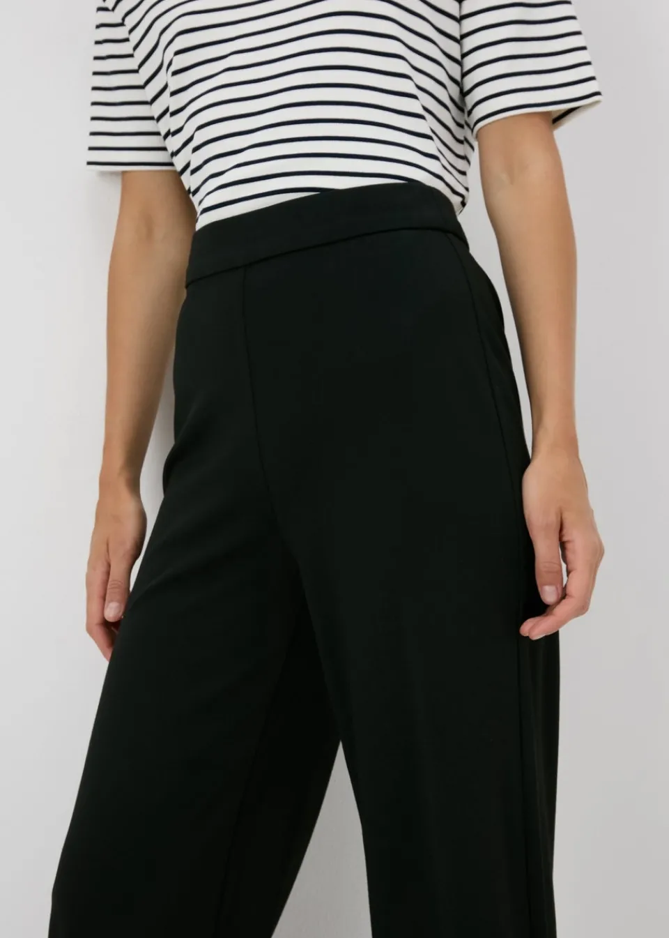 Trousers>Et Vous Black Ponte Wide Leg Trousers