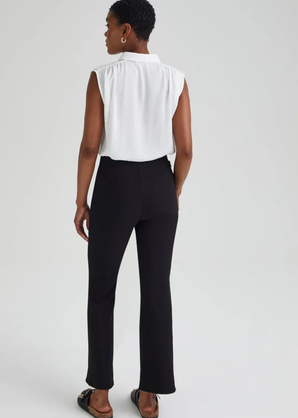 Trousers>Et Vous Ribbed Trousers Black