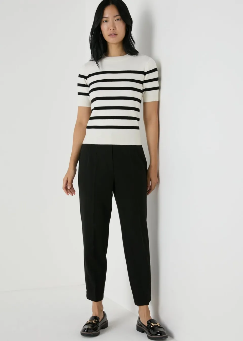 Trousers>Et Vous black Short Length Tapered Trousers