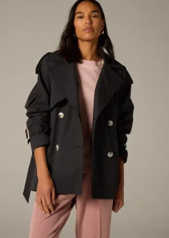 Coats & Jackets>Et Vous Black Short Trench Coat