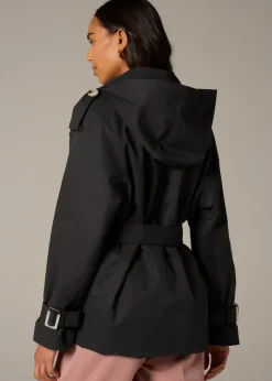 Coats & Jackets>Et Vous Black Short Trench Coat